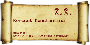 Koncsek Konstantina névjegykártya